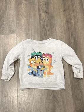 Bluey Family Heather Gray Fleece Pullover Sweatshirt - Toddler 4T